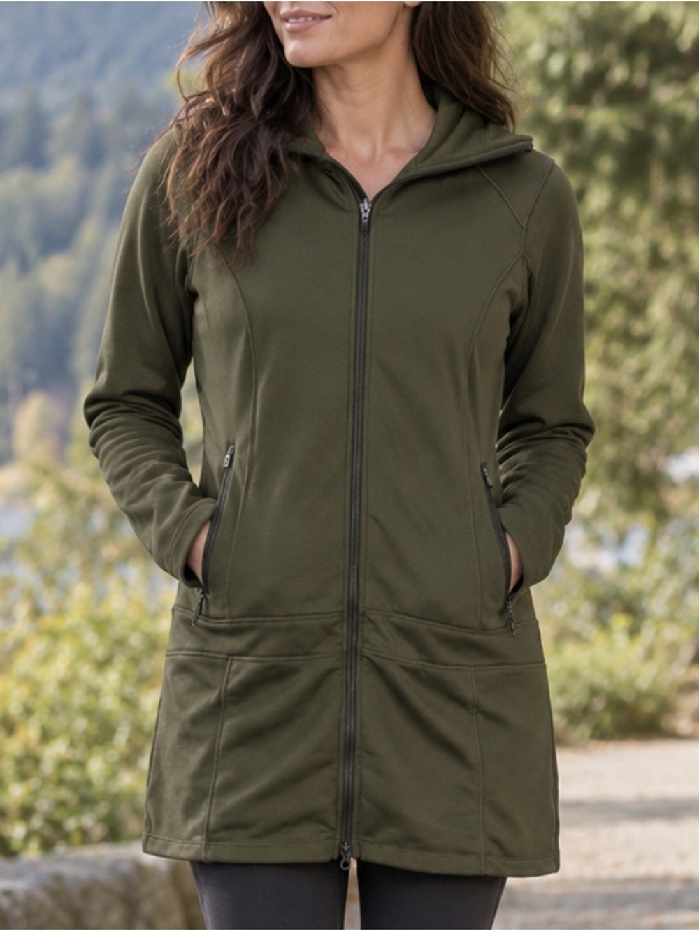 Columbia Omni-Wick Jacket Hooded Long Utility Coat Size M Green Gorpcore Outdoor